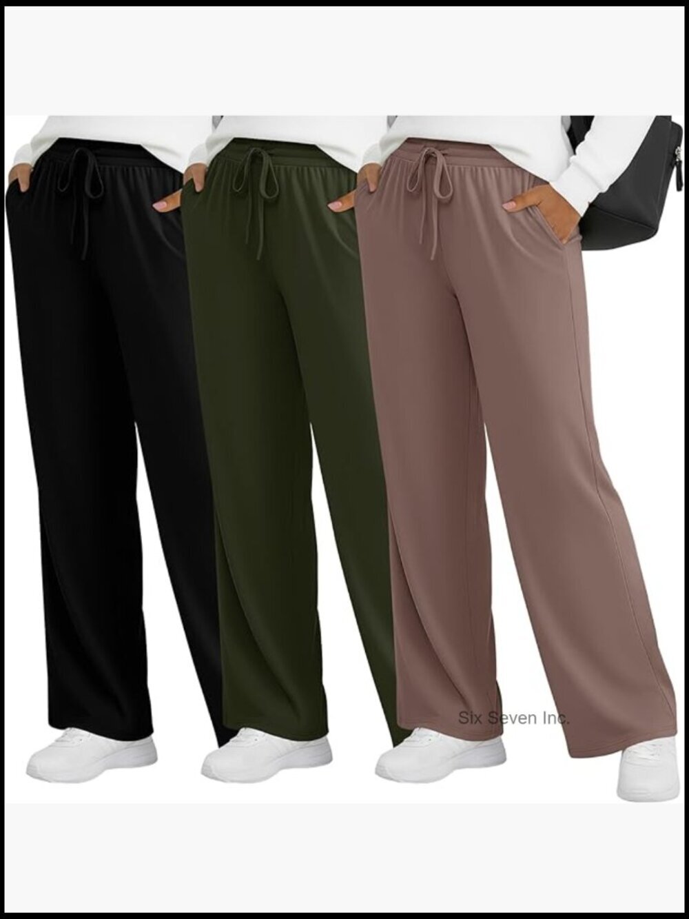3 Pack Plus Size Wide Leg Lounge Pants Drawstring Baggy Yoga Sweatpants